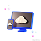 云存储数据天气文件3D图标 cloud storage data weather file icon