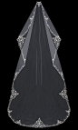 Mantilla Bridal Veil with Silver Embroidery Sequins and Rhinestones | Cassandra Lynne: 