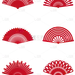 中国风通用红色矢量扇子图标元素素材组合合集