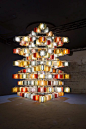 Luca Nichetto fills room with totem-like glass lamps for Decode/Recode exhibition