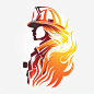 a outstanding Logo. Fire. Firefighter. Creative. White Background