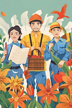 扁平五一劳动节劳动人们人物插画