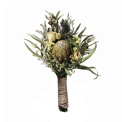 wooken进口斑克木干花花束原创手工扎花混搭刺芹尤加利叶装饰摄影淘宝