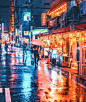 台风过后的大阪，由摄影矢向所拍摄处理的这些超美照片，与照片真实面貌相比真的很有赛博朋克的味道，感觉就跟《攻壳机动队》里夜晚的画风一毛一样啊