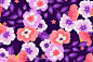 Hand painted purple floral background Free Vector