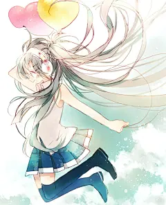 p站 二次元 插画 少女 头像 原创 壁纸 みくみく！ 初音未来 VOCALOID  なにこれかわいい  画师：ふゆすけ id=47557580