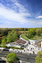 Aerial shot of the Brooklyn Botanic Garden Visitor Center by WEISS/MANFREDI Architecture/Landscape/Urbanism and HMWhite Landscape Architecture, (C) Albert VecerkaEsto. 2013 entrant in the WAN Award for Landscape.