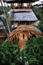 A eco bamboo Tree House in Bali designed and hand-constructed by Elora Hardy  .. for Sumant and Myriam Sharma and their four daughters ...Six stories, constructed (almost) entirely from bamboo treated with natural salt solution.: 