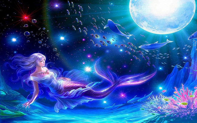 水溢楼插画 美人鱼 人鱼公主 二次元 唯.