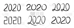 2020,新年前夕,符号,摇滚乐,标志,文字,贺卡,背景分离,简单