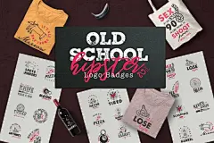 潮流复古学校元素logo设计PSD标志AI矢量图标模板 Old School Hipster Logo Badges 2