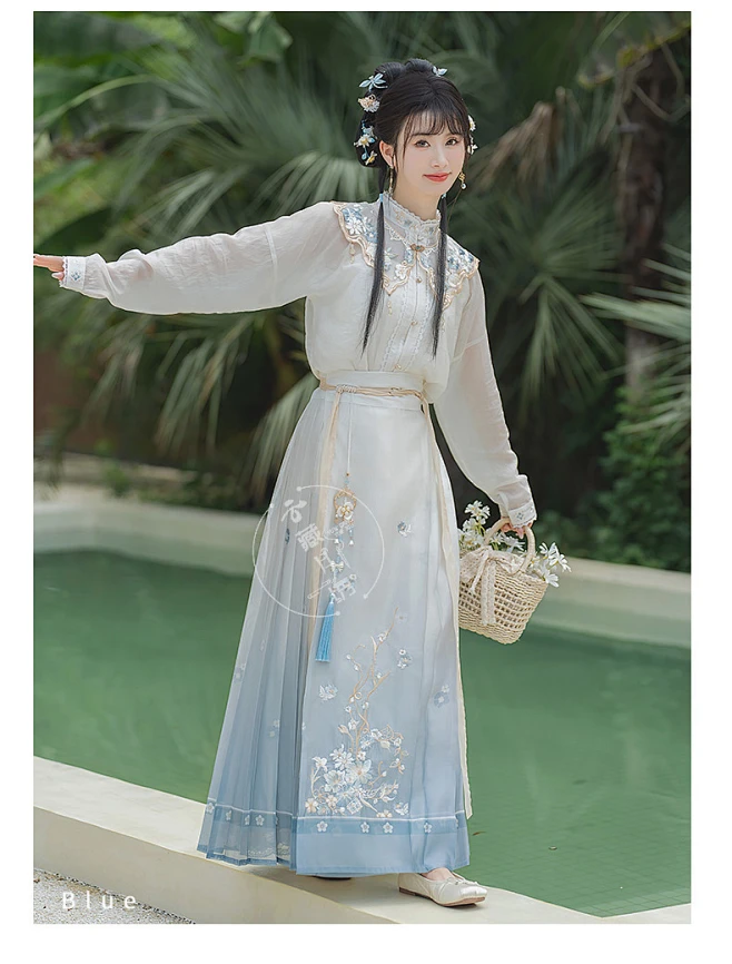 云藏月绣 琉璃盏 原创明制圆领半袖立领衫百迭裙云肩日常汉服女夏-淘宝网-花瓣网