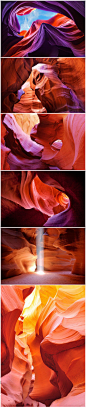 于美国亚利桑纳州北方的羚羊峡谷（Antelope Canyon)，据说是摄影人一生不可不去的景点之一，因为那充斥着匪夷所思的色彩与形状。