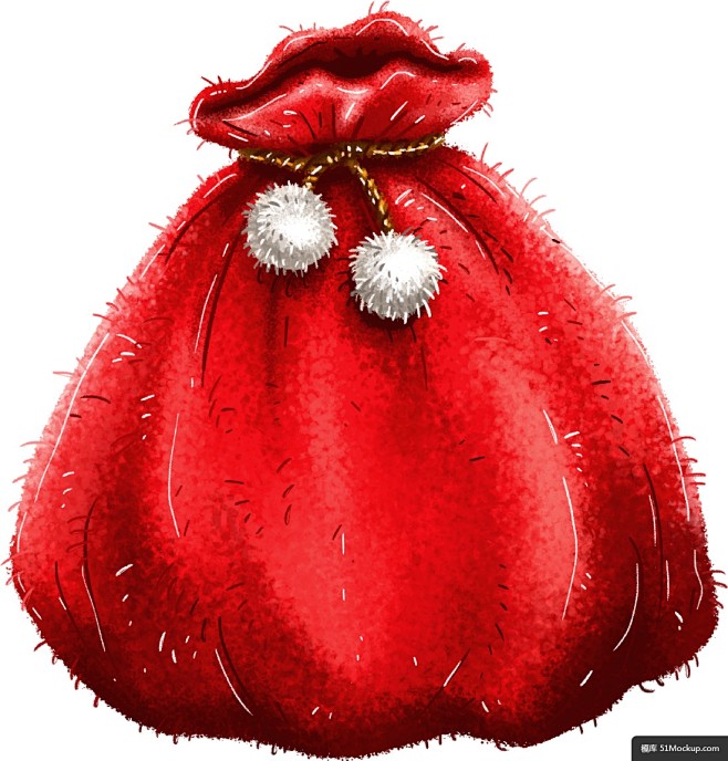 红色包袱 礼物包袋 节日气氛 手绘圣诞节...