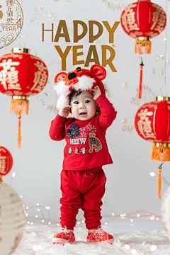 春节新年福娃婴儿宝宝儿童小孩摄影图