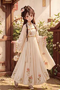 AI数字艺术汉服女生插画