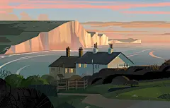 {插画系列}卡通现代城市，机械场景（插画)