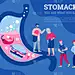Stomach and digestive system medical banner cartoo