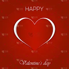 情人节贺卡与红纸心和文字。向量。