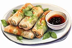 蘸料美食手绘传统美食水彩插画