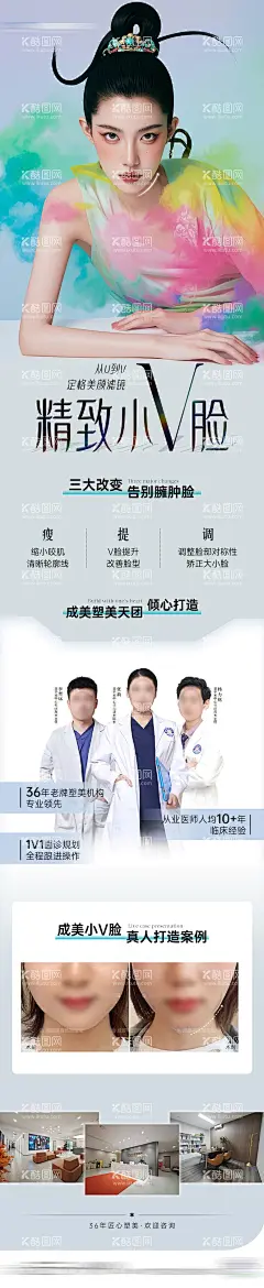 医美精致小V脸海报长图  - 源文件下载【酷图网】专题设计,长图,医美,精致小V脸,医生,案例,