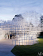 A cloudlike edifice of intersecting steel bars, the 2013 Serpentine Gallery Pavilion in London was designed by Sou Fujimoto.