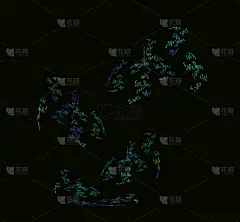 纹理效果,三维图形,分形,图像,绿色,蓝色,抽象,幻想,数码图形,黑色背景