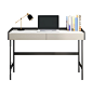 Modern Stone Rectangular Writing Desk 2-Drawers White Office Desk with H-Base - 31"L x 20"W x 30"H Without Chairs