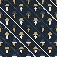 图案与台灯无缝搭配。适合纺织或纸张印刷。矢量插图。可爱的重复背景。