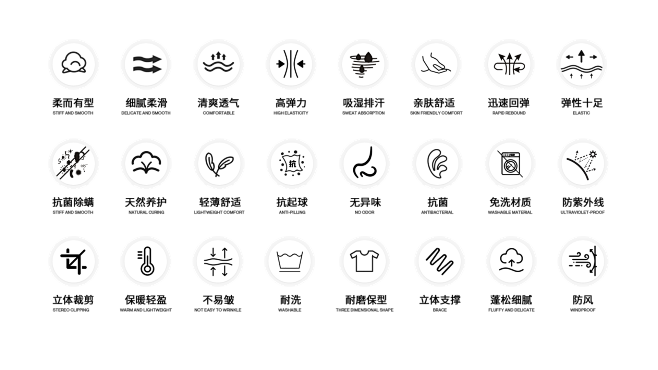 面料图标亲肤透气吸湿排汗立体支撑弹力纯棉...