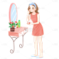 手绘-护肤美妆女生人物插画7