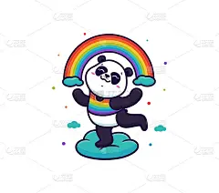 作文《快乐的熊猫在云上跳舞，抱着彩虹》。