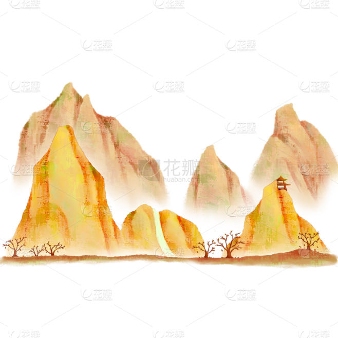 古风山水背景插画素材