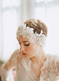 Oversized rhinestone and lace headpiece - Style #247 $595.00