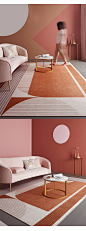 北欧轻奢客厅地毯 创意抽象沙发茶几地垫高端民宿网红卧室床边毯-淘宝网