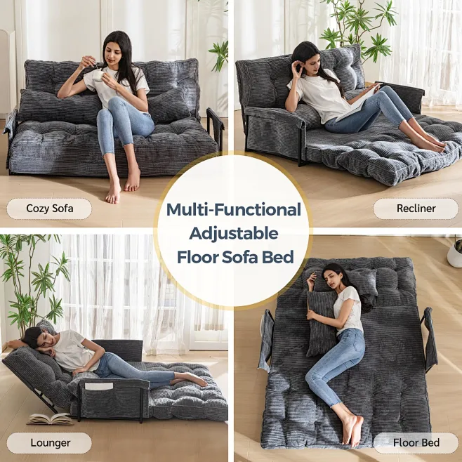Amazon.com: MAXYOYO Adjustable Floor Sofa Couch with 2 Pillows, Multi ...