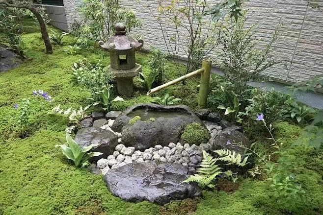 日式水钵竹筒流水