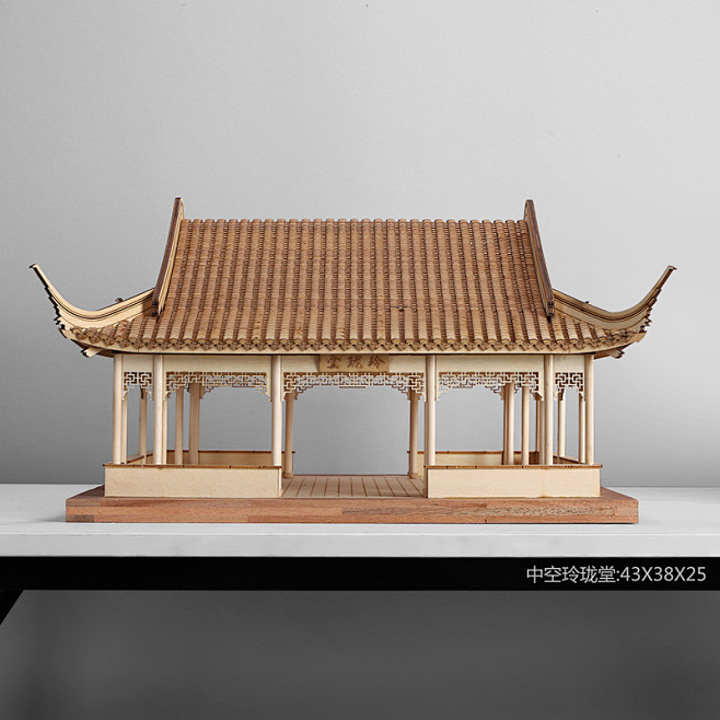 现货 玲珑馆新中式禅意中国风古建筑模型木...