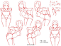 #绘画学习# 绘师0033的一组女性伸展运动人体设计绘制参考，练习~