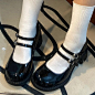 玛丽珍鞋设计感小众粗跟鞋女2022年新款日系jk圆头复古黑色小皮鞋-淘宝网