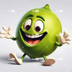 酸橙 水果 卡通片 卡通人物 乐趣 快乐的 微笑 特点 白色背景