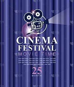 带有老式相机的电影节海报