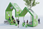 STREET ROOM GREEN - 100architects : Street Room – Green The Street Room Green is an urban artifact conceived as a ribbon – like structure that by bending gently, mimics the profile of two “house shapes” intercepting each other, hosting seating, shading an