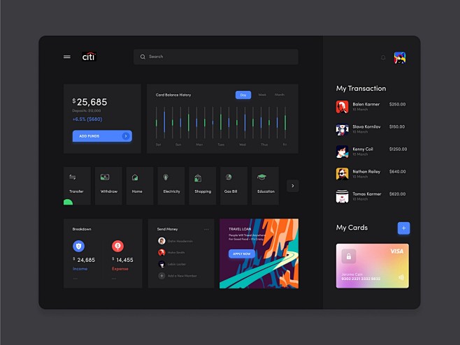 Dark Bank Dashboard ...