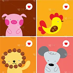 可爱的动物情人节问候载体