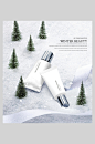 白色圣诞树绿高级感美妆化妆品海报