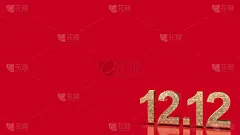 红色背景上的金色数字12.12用于促销概念3d渲染