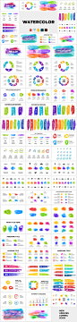 Watercolor brush strokes infographics.