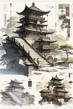 数字艺术楼梯手绘建筑插画-众图网