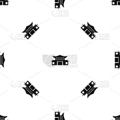 黑色,式样,东方人,几何形状,白色,传统,建筑,重复